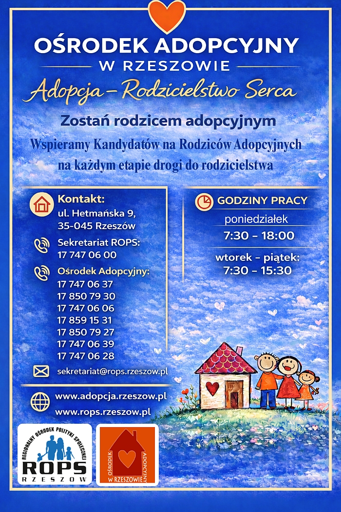 Ośrodek Adopcyjny Rzesz&oacute;w informacje plakat